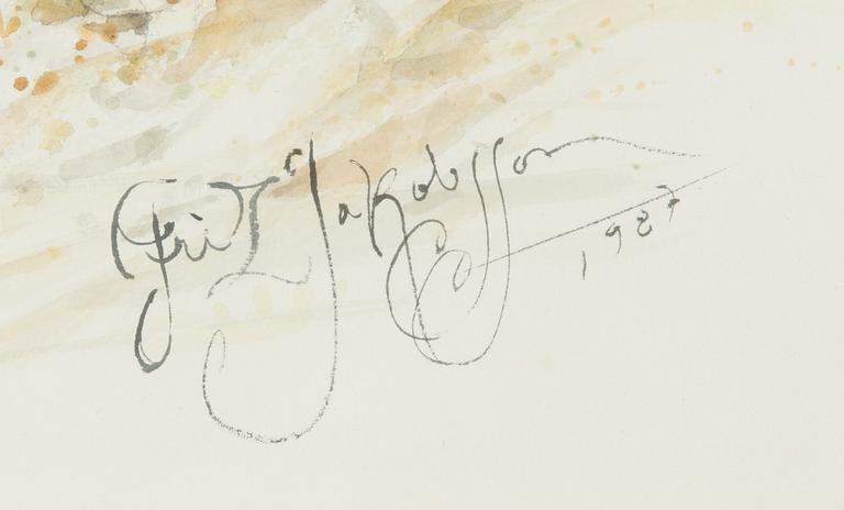 Fritz Jakobsson, watercolour, signed and dated 1987.