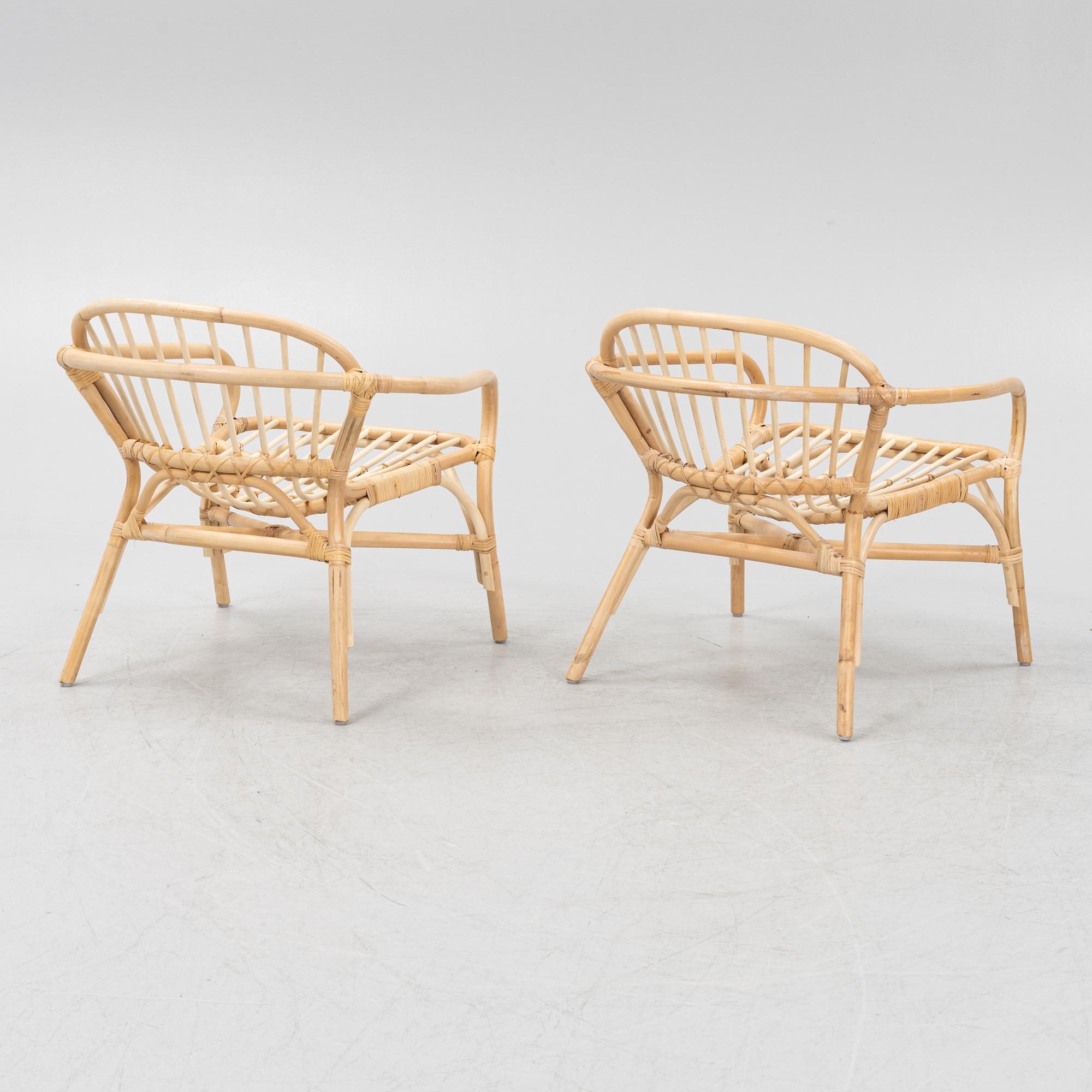 Knut Hagberg & Marianne Hagberg, a pair of 'Albacken' rattan and bamboo easy chairs, IKEA.