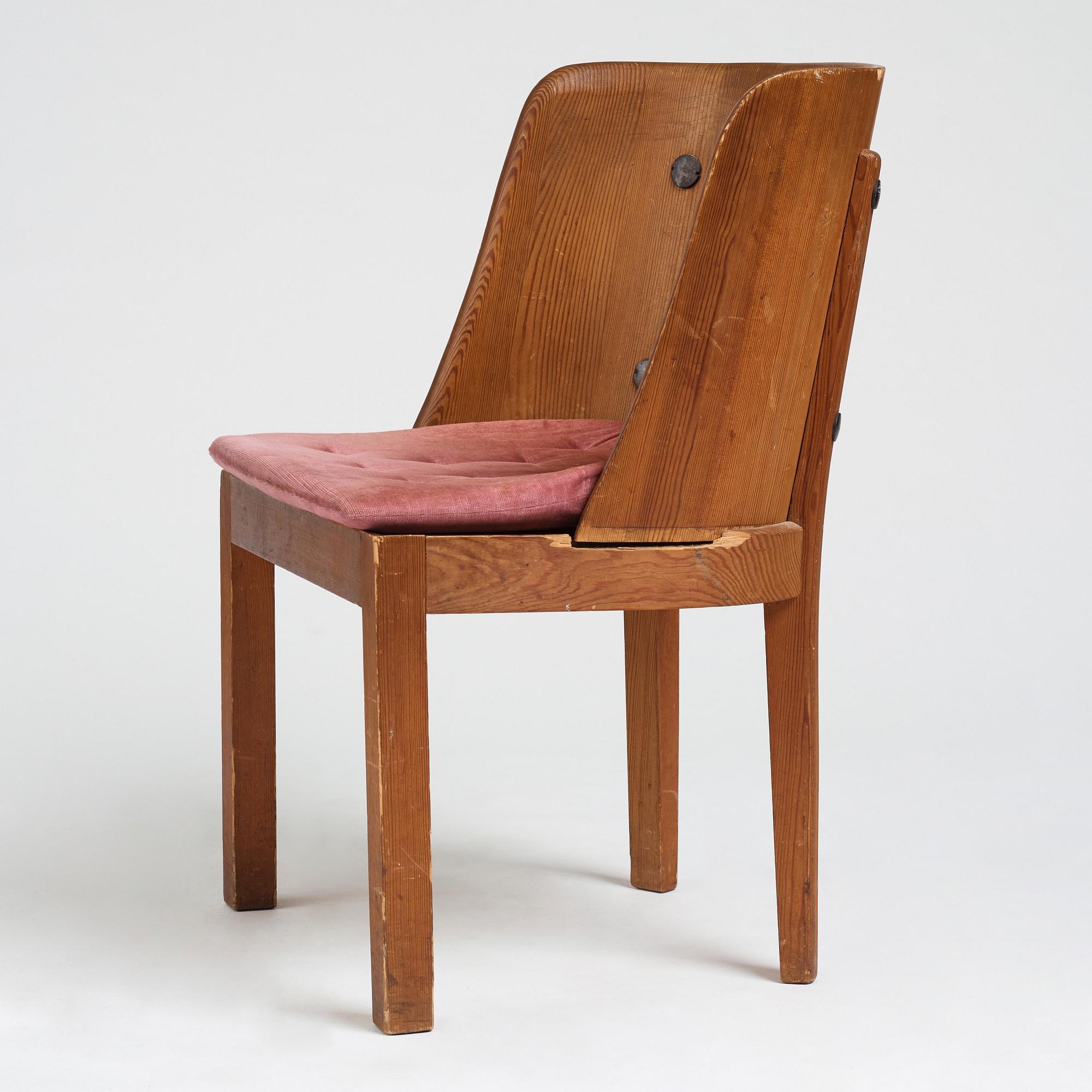 Axel Einar Hjorth, a stained pine low back "Lovö" chair, Nordiska Kompaniet, Sweden 1930's.