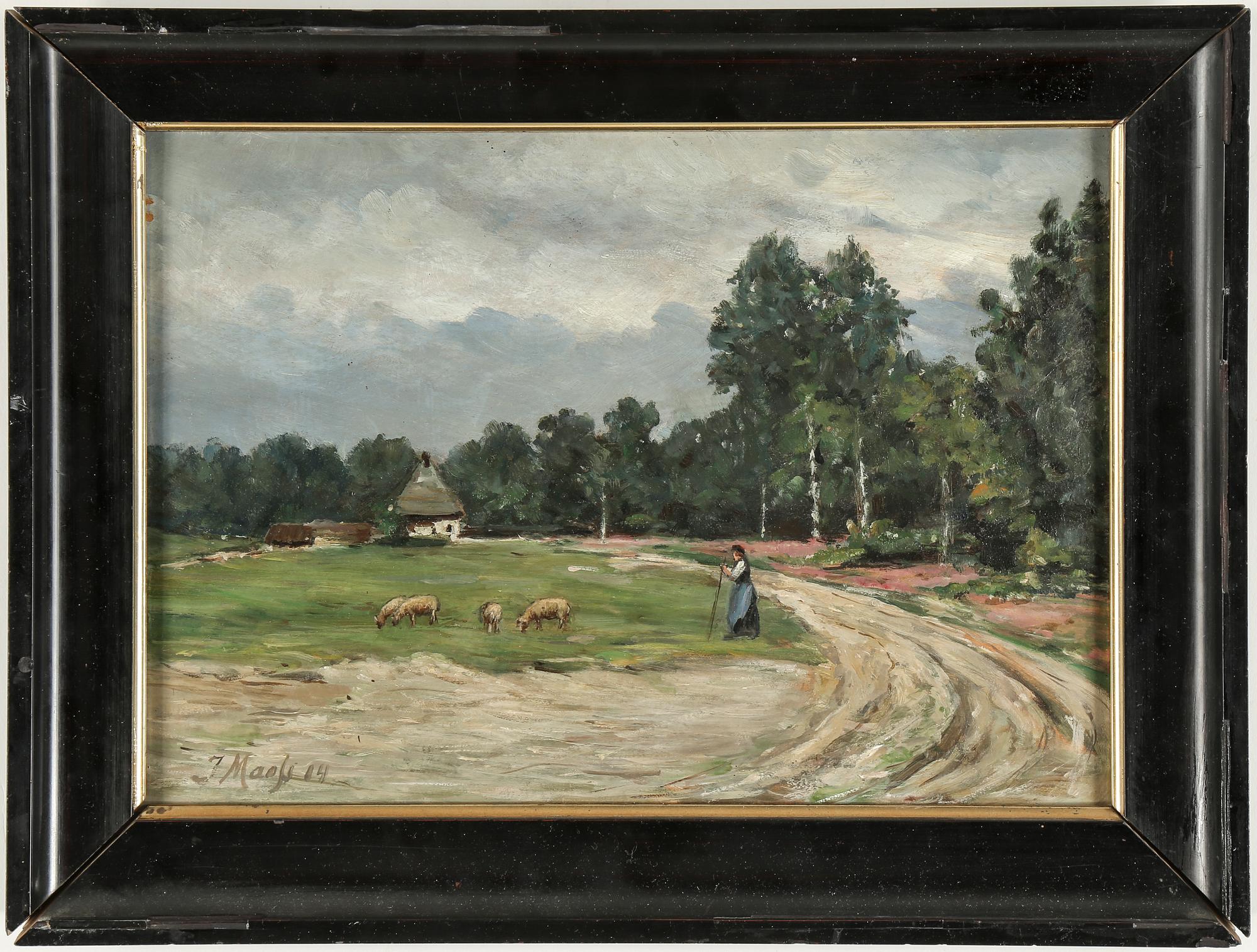 OKÄND KONSTNÄR, olja på pappannå Tyskland, signerad J Mao.. Daterad-14.