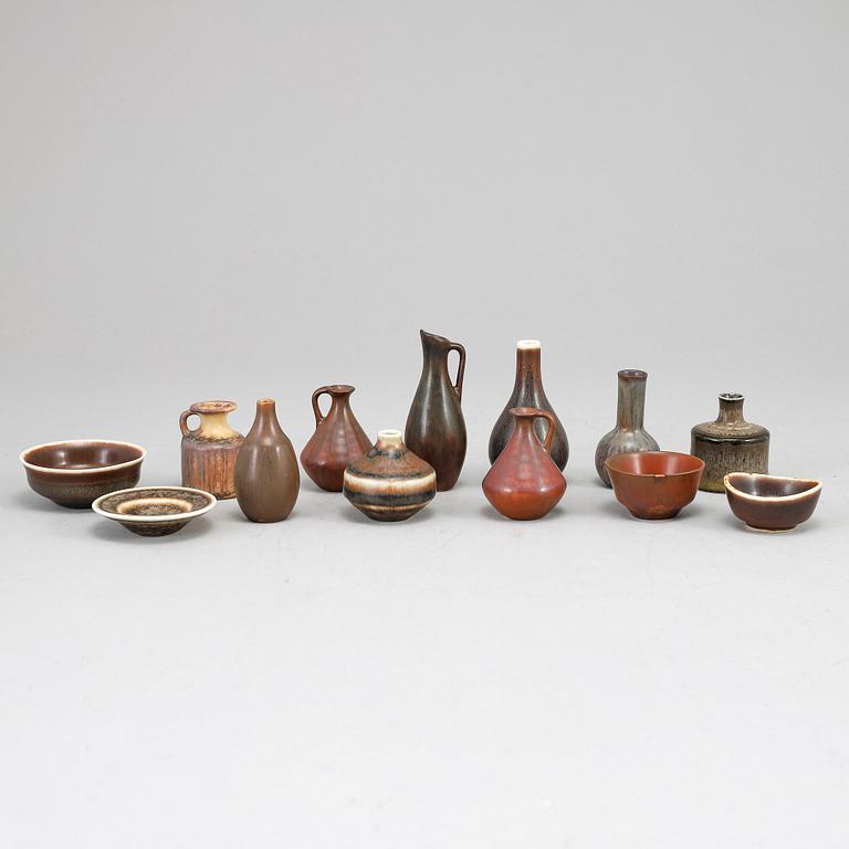 CARL-HARRY STÅLHANE, a set of thirteen miniature vases and bowls, Rörstrand.
