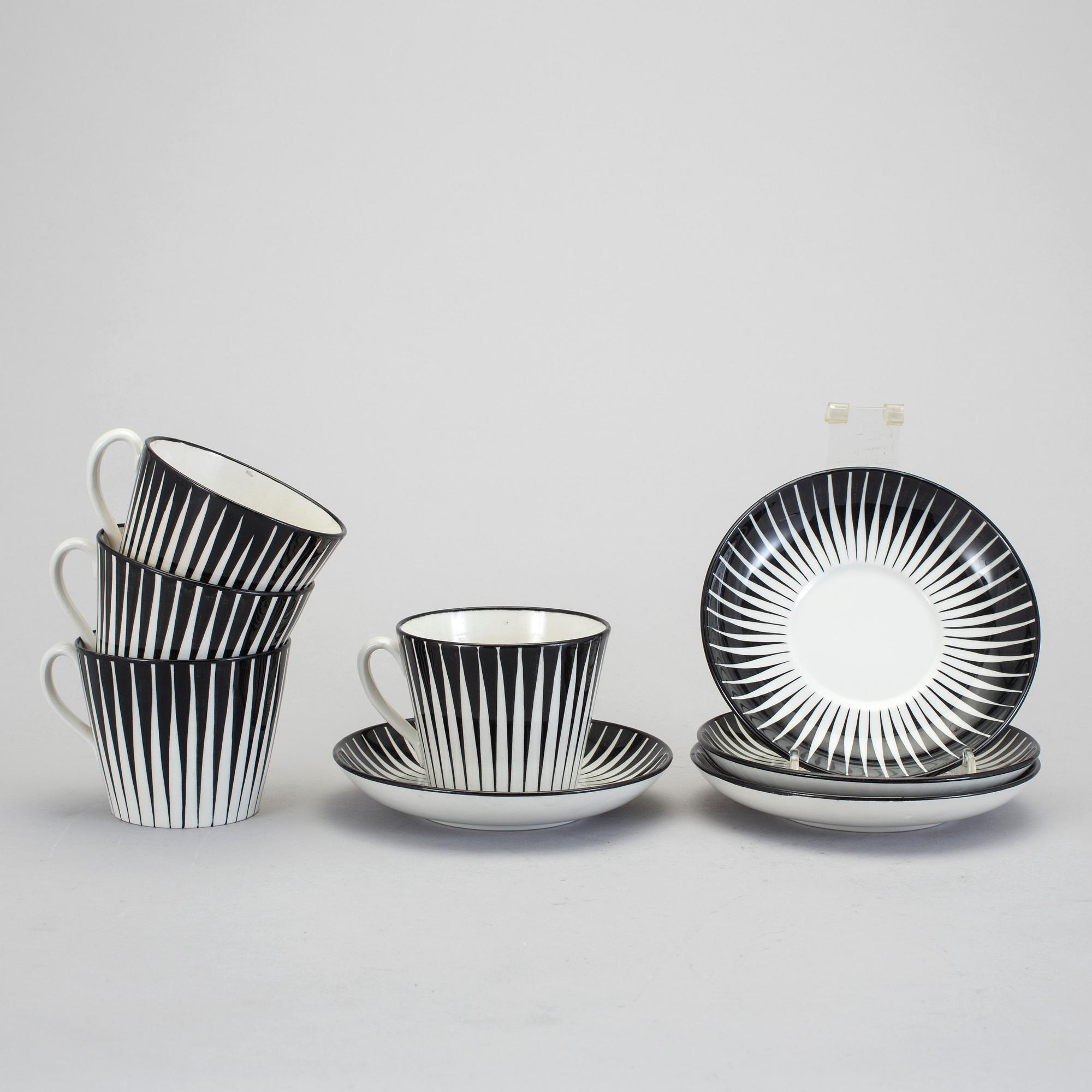 EUGEN TROST, koppar med fat, 4 st, "Zebra", Gefle, 1955-67.