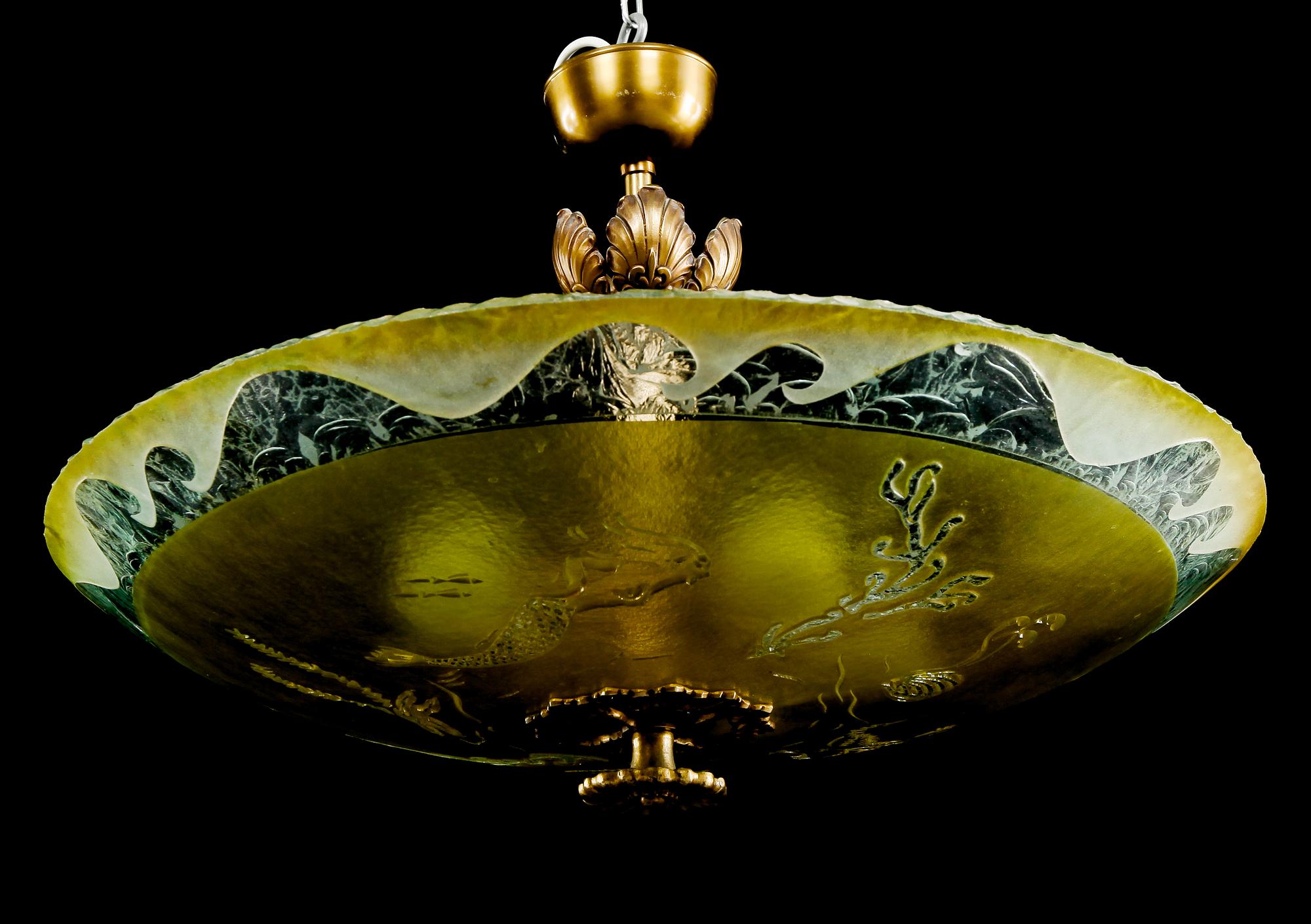 TAKLAMPA, art déco, 1900-talets första hälft. Höjd ca 40 cm.