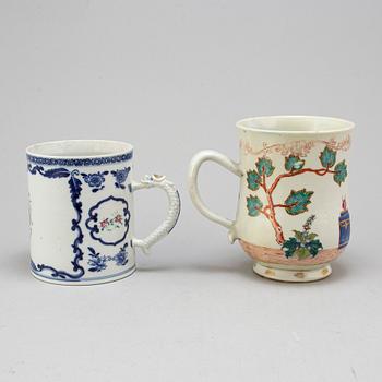 Two famille rose and blue and white jugs, Qing dynasty, Qianlong (1736-95).