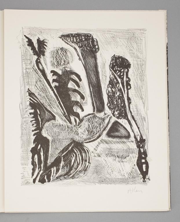 JEAN MICHEL ATLAN, litografier, signerade, del av bok, "DESCRIPTION D'UN COMBAT", Franz Kafka, 1946.