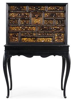 1477. A Japanese black lacquer mother-of-pearl inlayed cabinet, Edo period, presumably Momoyama.
