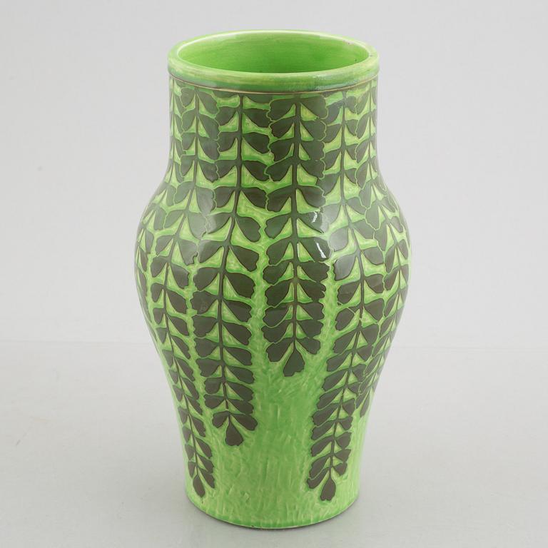 Gunnar Wennerberg, a 'Sgrafitto' creamware vase from Gustafsberg, dated 1900.