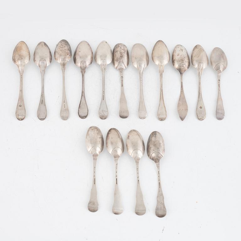 Fifteen Swedish Silver Tablespoons, 18th-19th Century.