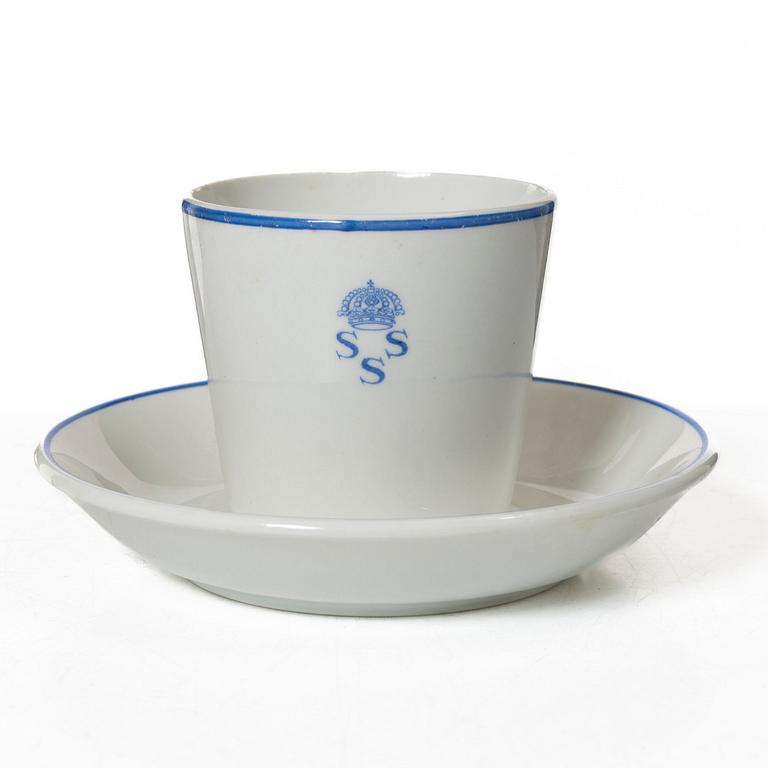 Matservis, 45 delar, porslin, "Kungliga Svenska Segelsällskapet", tillverkad för Nordiska Kompaniet, Rörstrand.