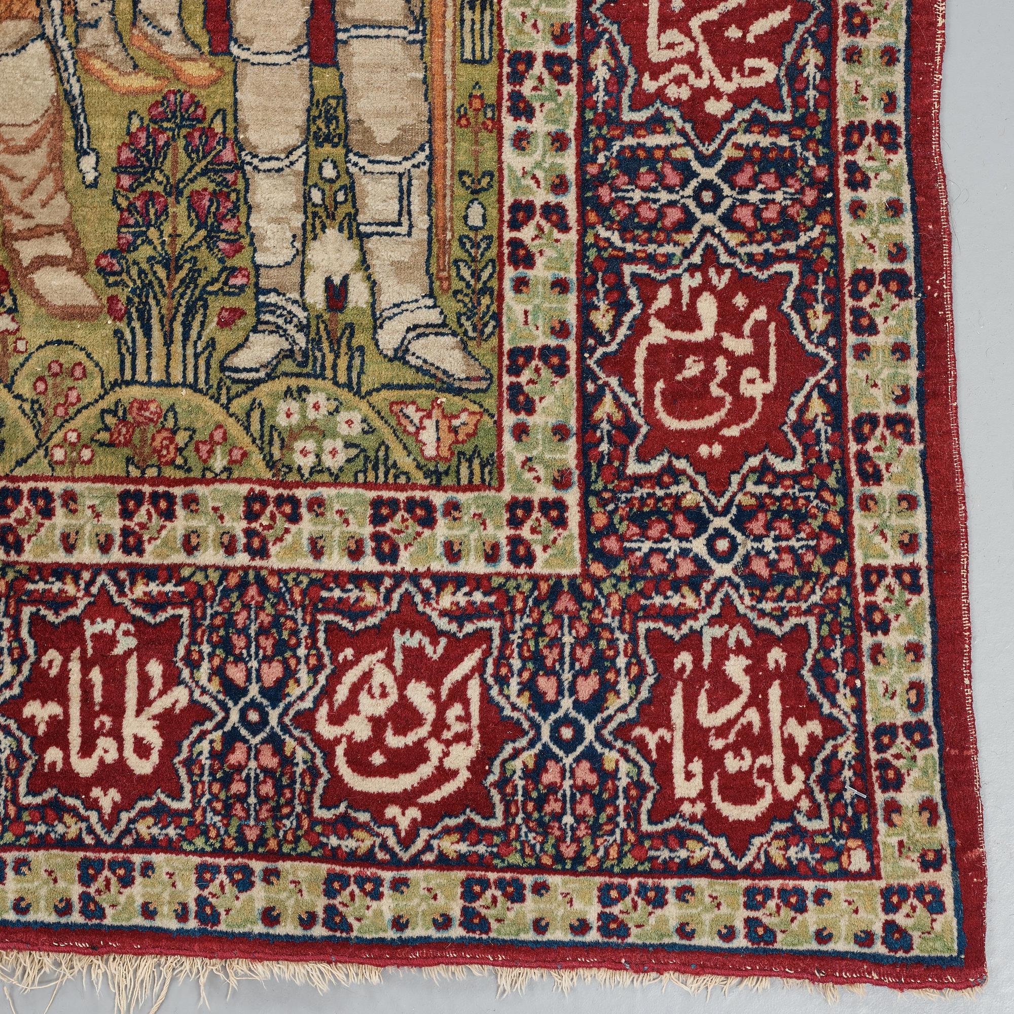 MATTO, an antique Kerman Laver figural, "the Rulers of the World", ca 236,5 x 140,5-143,5 cm.