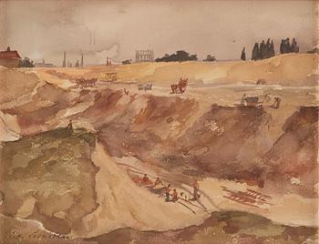 Lotte Laserstein, Landscape with workers.