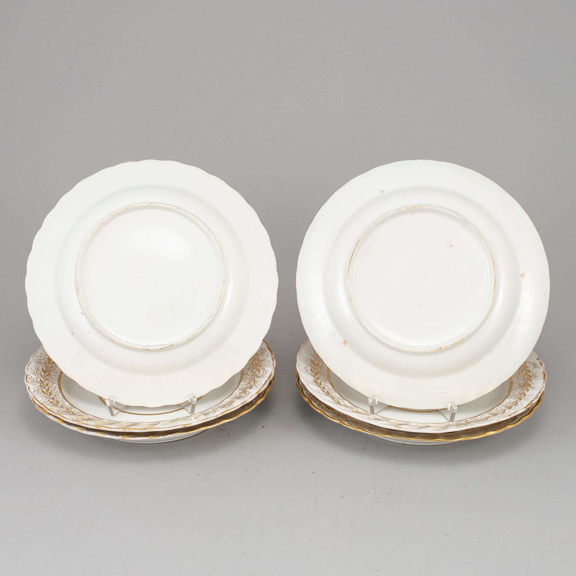 TALLRIKAR, 6 st, porslin, England 1800-talets första hälft.