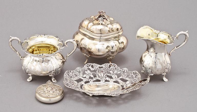 PARTI SILVER, 5 delar, 1900-tal. Vikt 565 g.