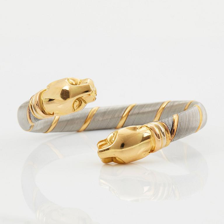 A Cartier "Panthère" bracelet in steel and 18K gold.