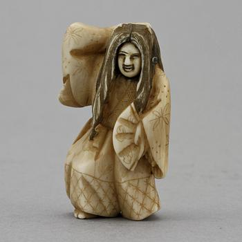 NETSUKE, ben, Japan, troligen Meiji, sign.