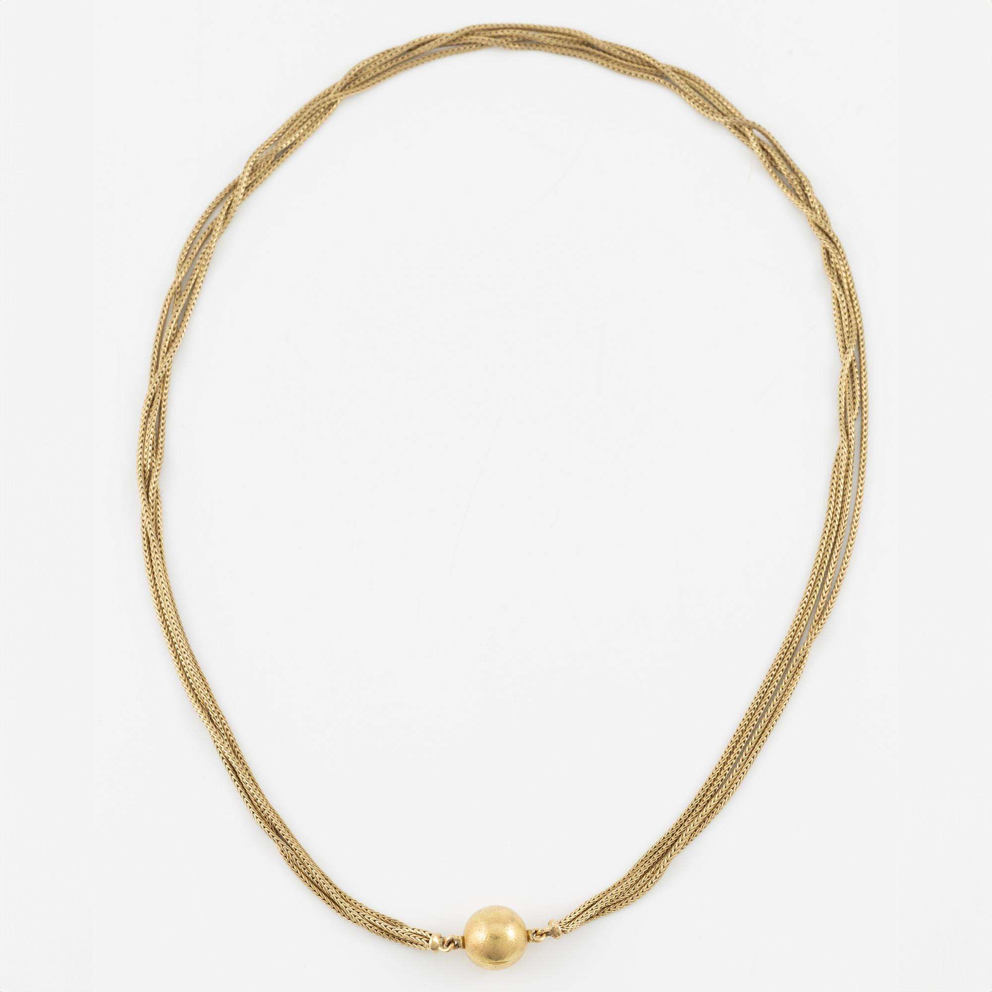 Ole Lynggaard, collier, fyrradigt, 18K guld med kullås.