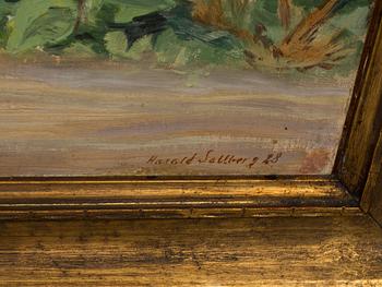 HARALD SALLBERG, olja på pannå. Signerad och daterad -28.