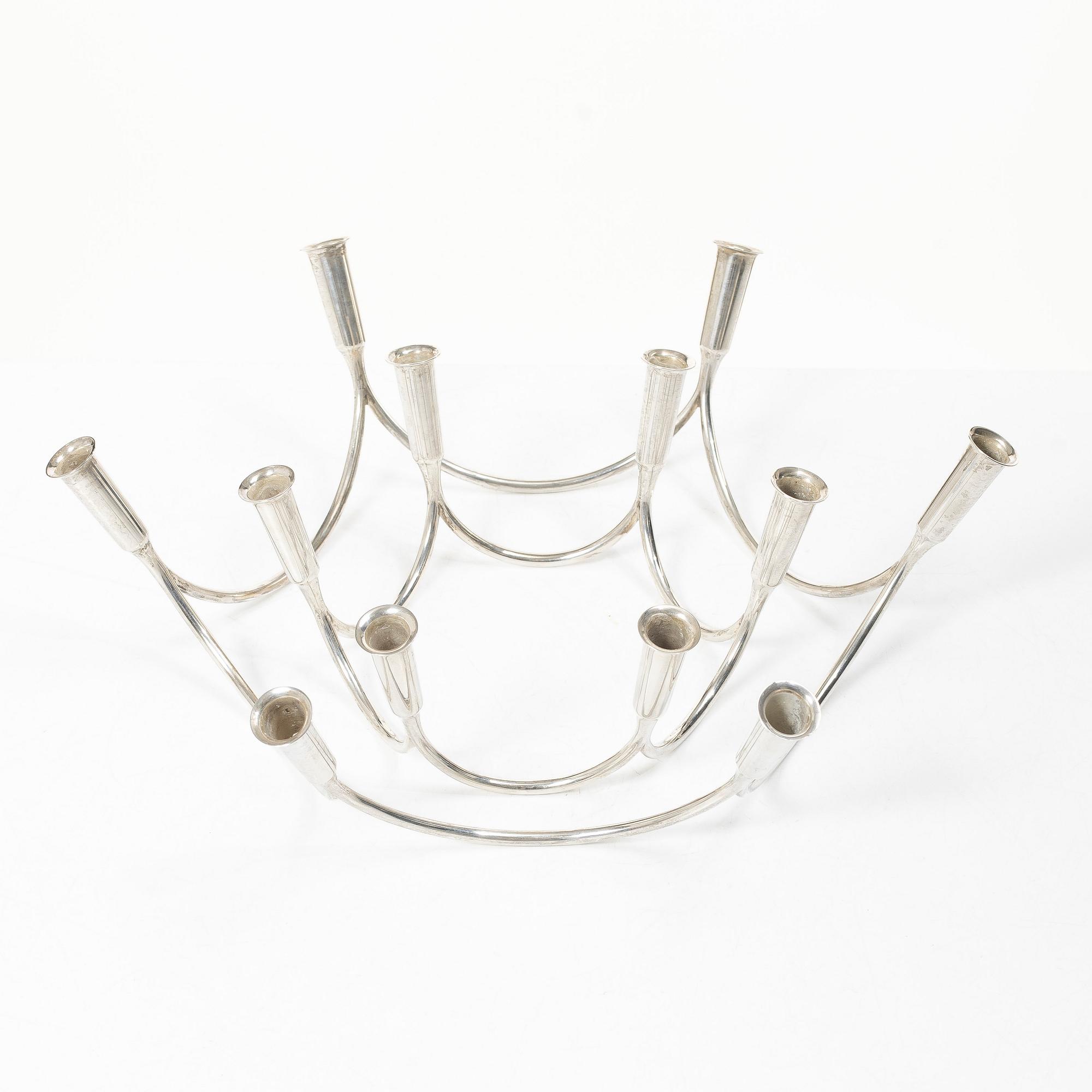 Eigil Jensen, candelabrum, 2 pieces, sterling silver, A Michelsen, Denmark, 1957–58.