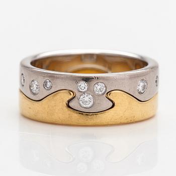 Georg Jensen, Ring "Fushion", 18K guld och diamanter ca 0.13 ct totalt. Danmark.
