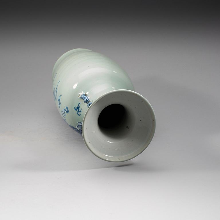 A Chinese underglaze blue and celadon vase, early 20th Century.