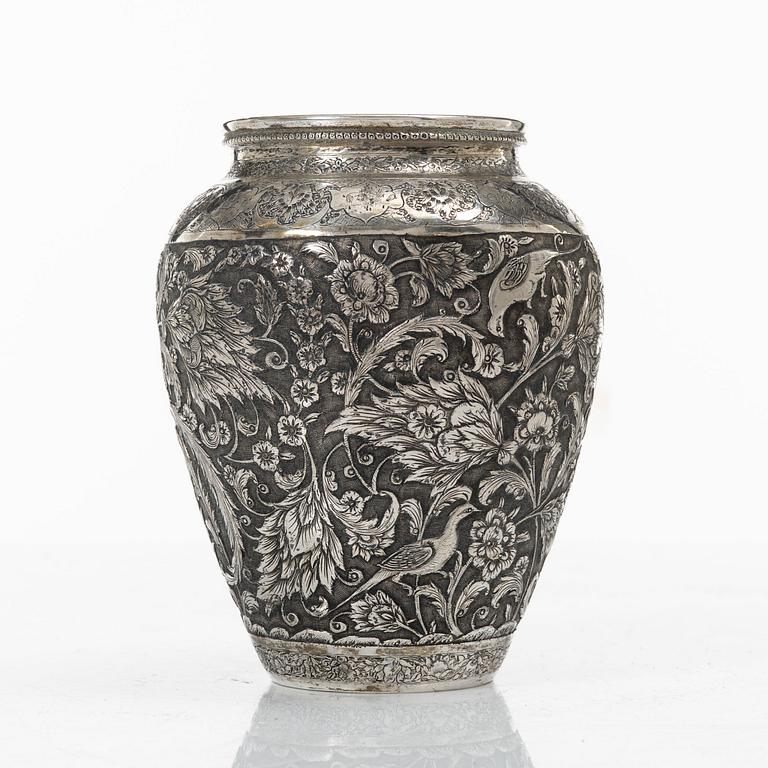 A Persian silver vase, 20th century.