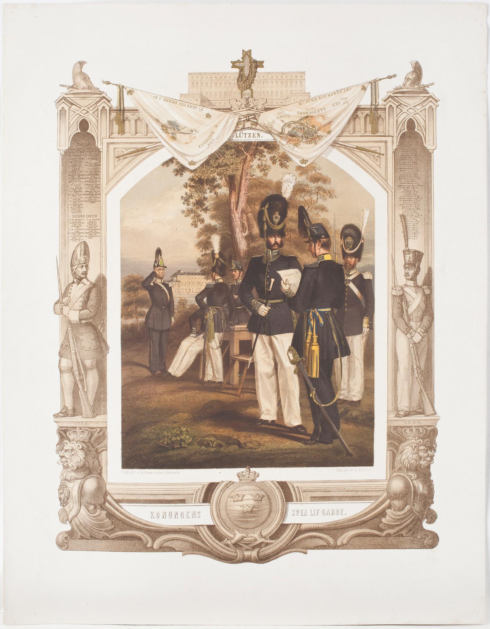 10st, färglitografier, utförda av Nordmann, 1864, utgivna av A.J. Salmson, Stockholm.