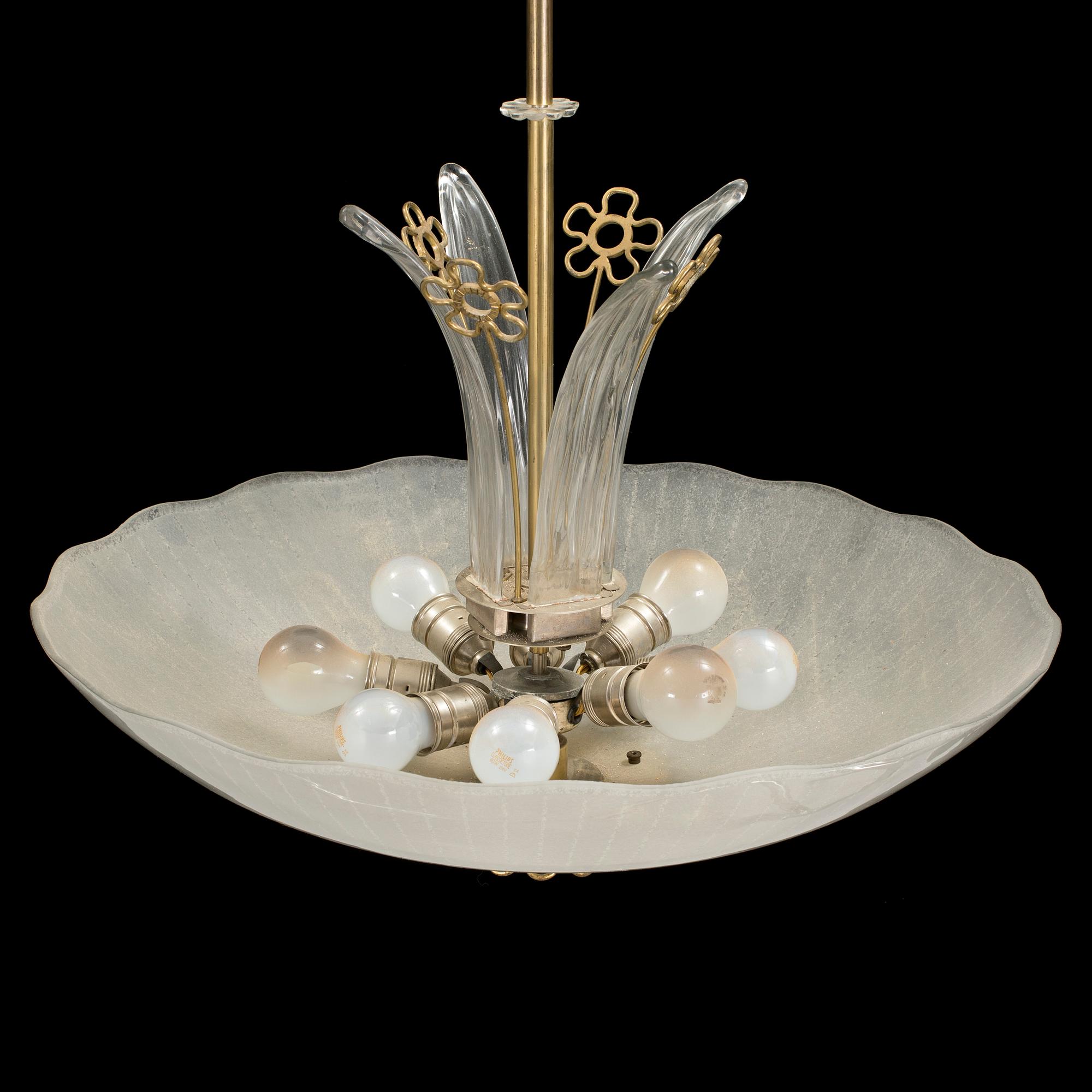 A pair of 1940´s Orrefors ceiling lamps.