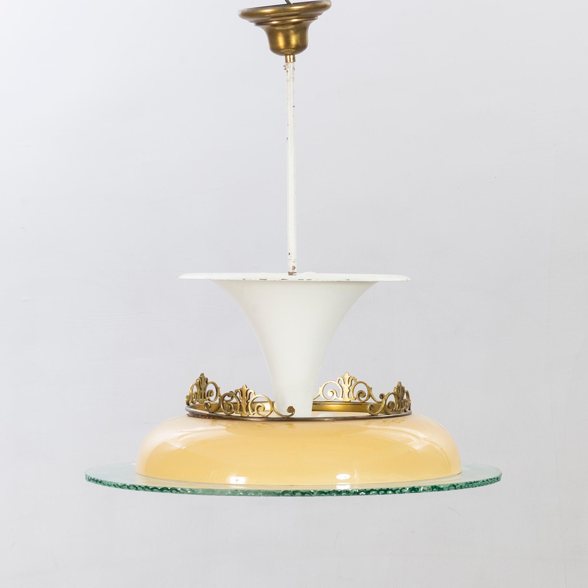 Taklampa art deco, troligen  Böhlmark 1930-tal.