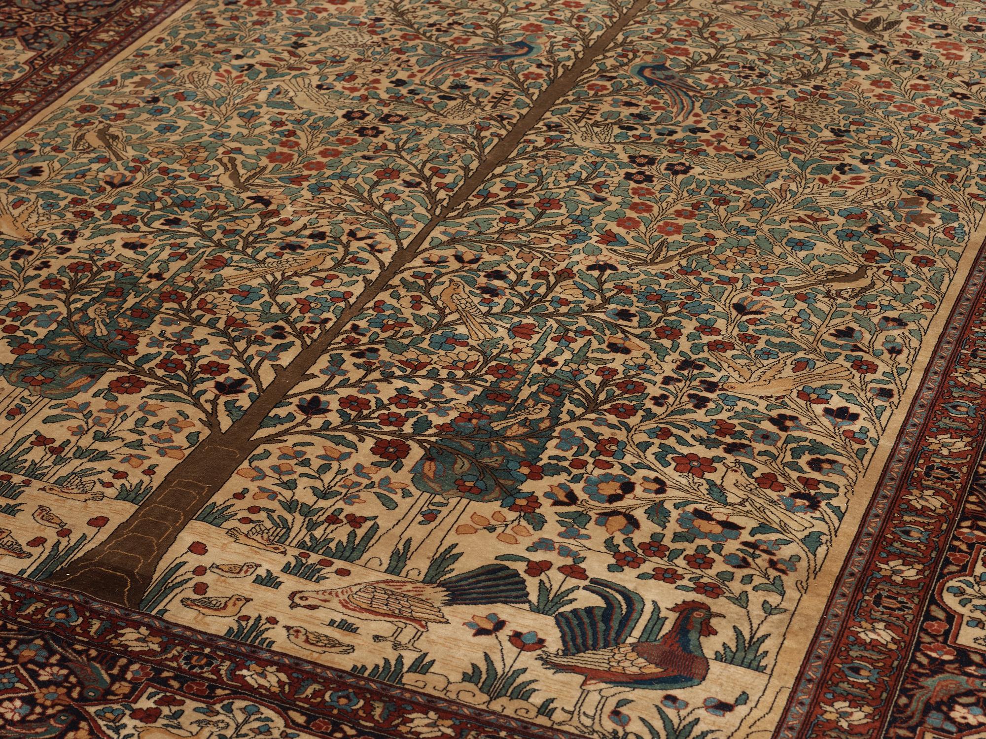 SEMIANTIK KESHAN/SAROUK FIGURAL, möjligen Kazwin eller Indien (Rajastan). 297,5 x 231 cm.