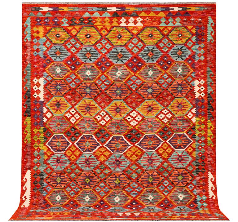 An Afghan kilim carpet, c. 257 x 202 cm.