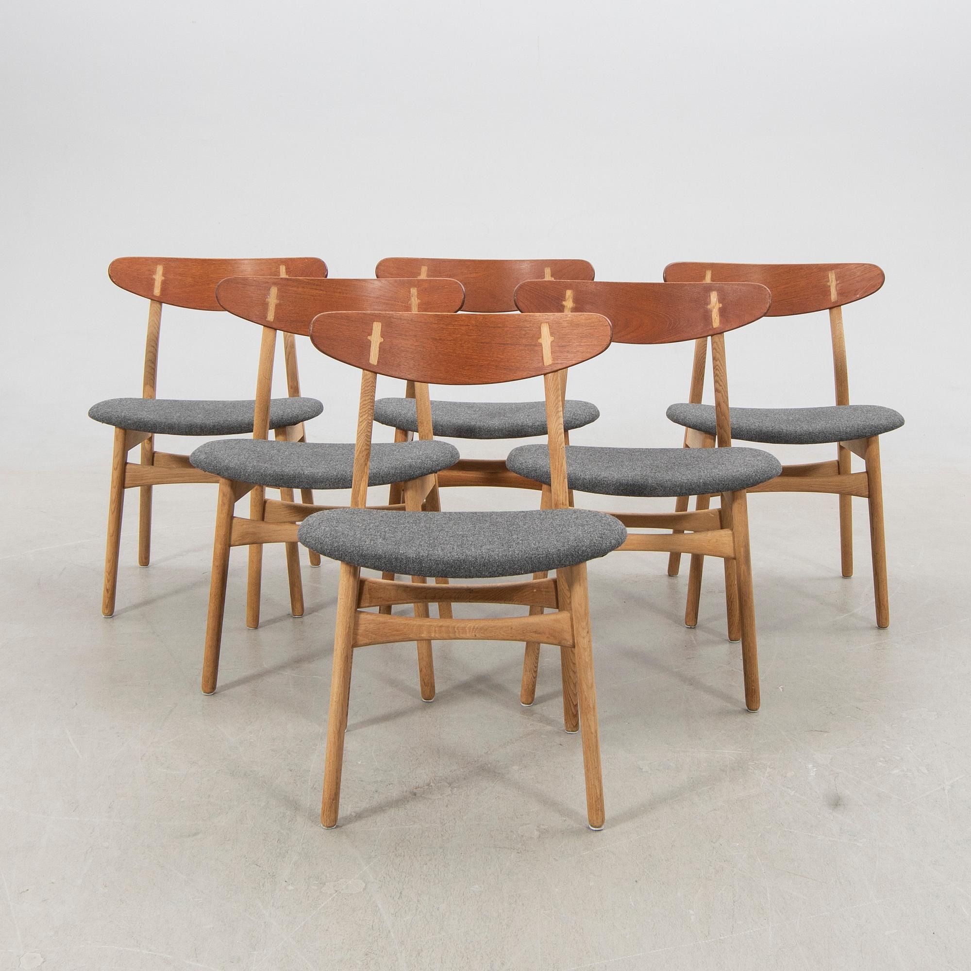 Hans J. Wegner, Chairs 6 pcs, "CH-30", 1950s-60s.