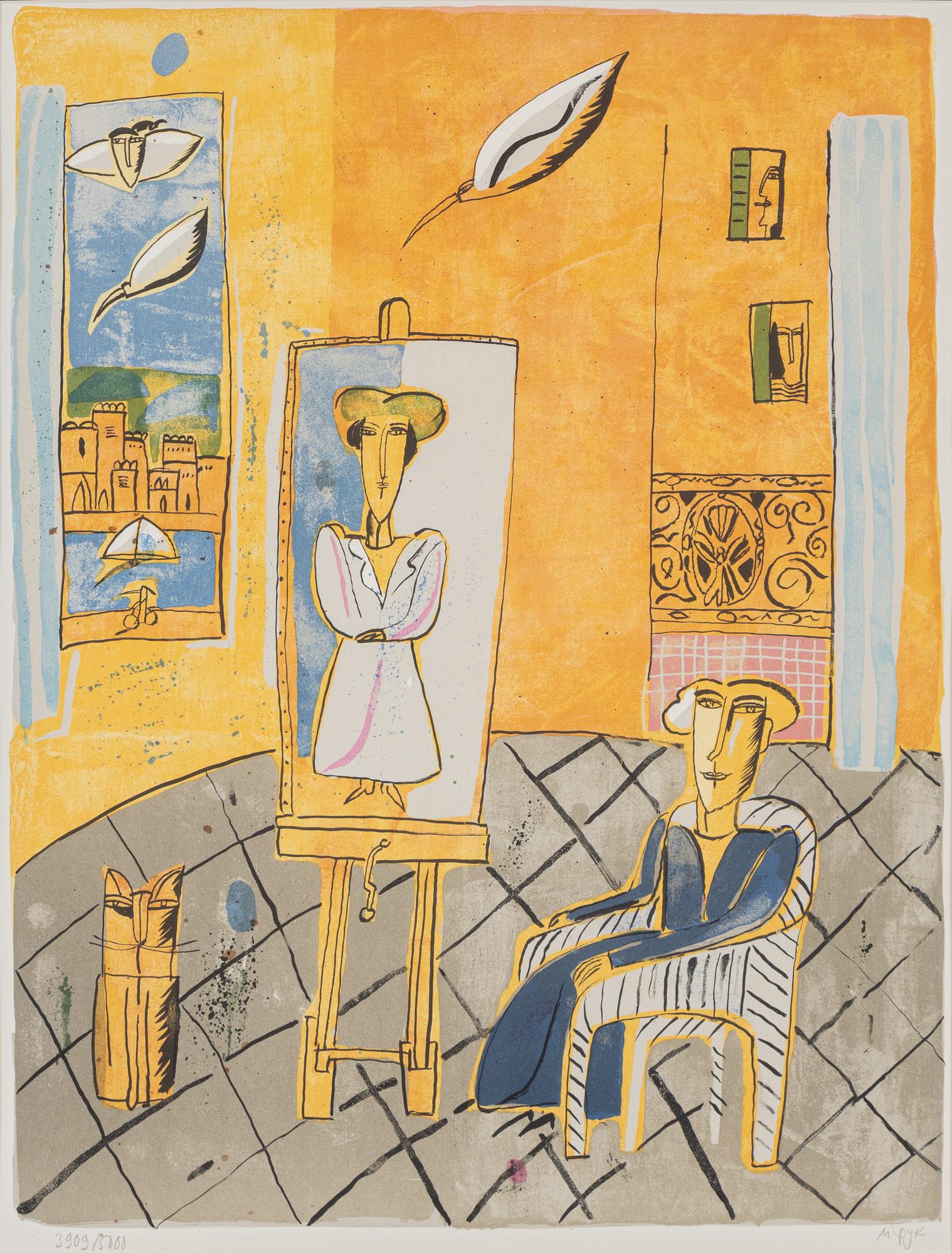 Madeleine Pyk, färglitografi, 1994, signerad 3909/5000.