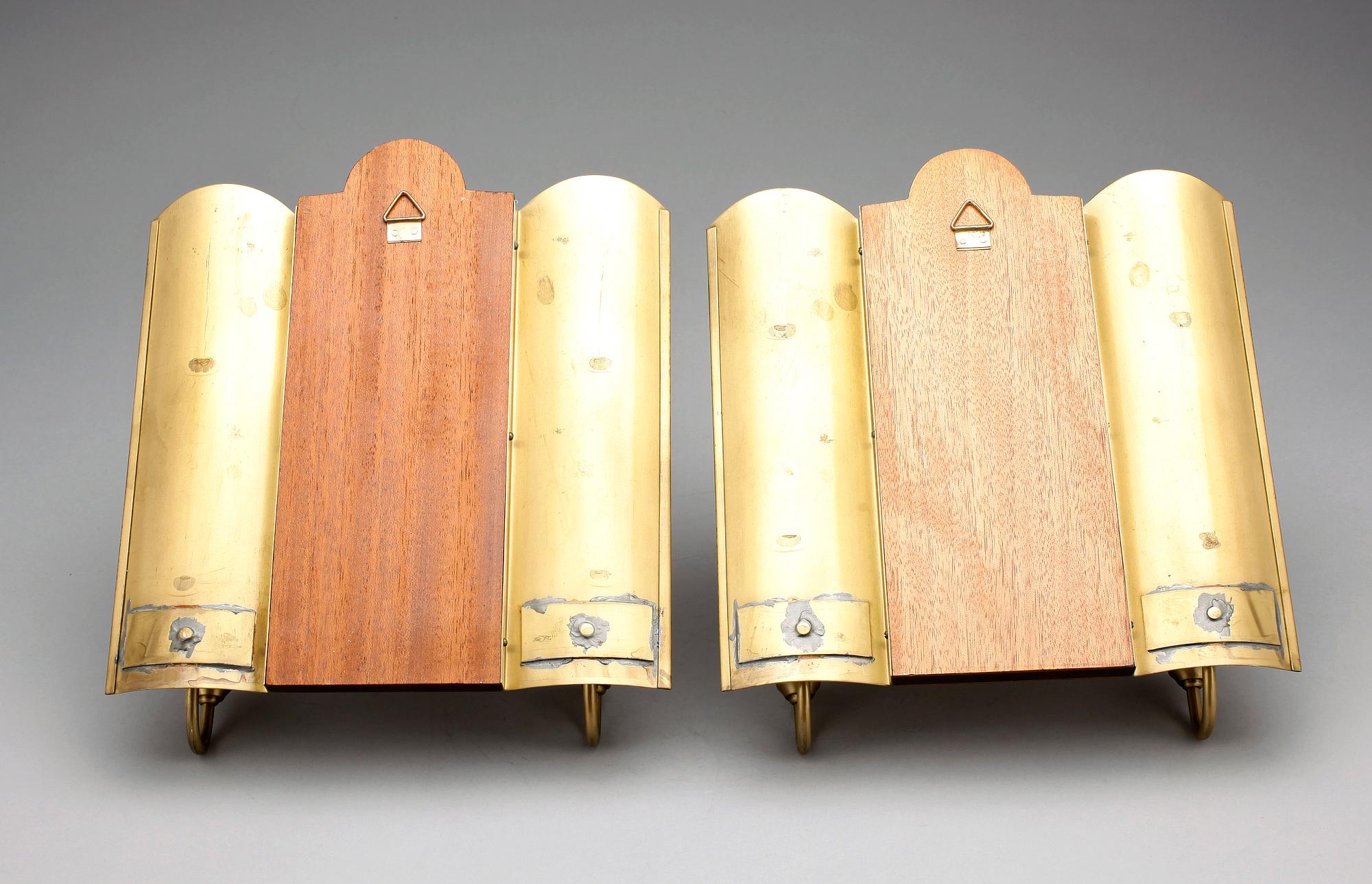 VÄGGLAMPETTER, ett par, trol Mjölby intarsia, 1930/40-tal.