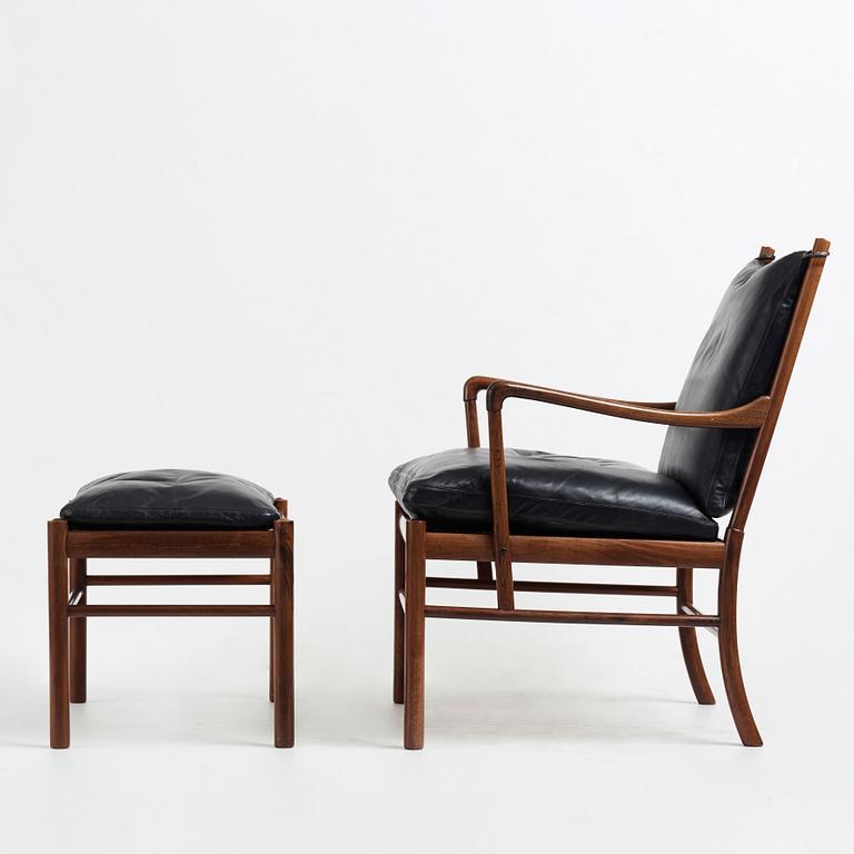 Ole Wanscher, karmstol samt fotpall, "Colonial Chair, PJ 149", Poul Jeppesen, Danmark, 1950-60-tal.