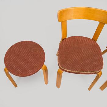 Alvar Aalto, tuolipari malli 69 ja jakkara malli 60, O.Y. Huonekalu- ja Rakennustyötehdas A.B. 1900-luvun puoliväli.