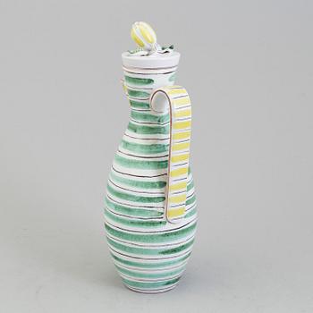 STIG LINDBERG, kanna med lock, fajans, Gustavsberg studio 1940-/50-tal.