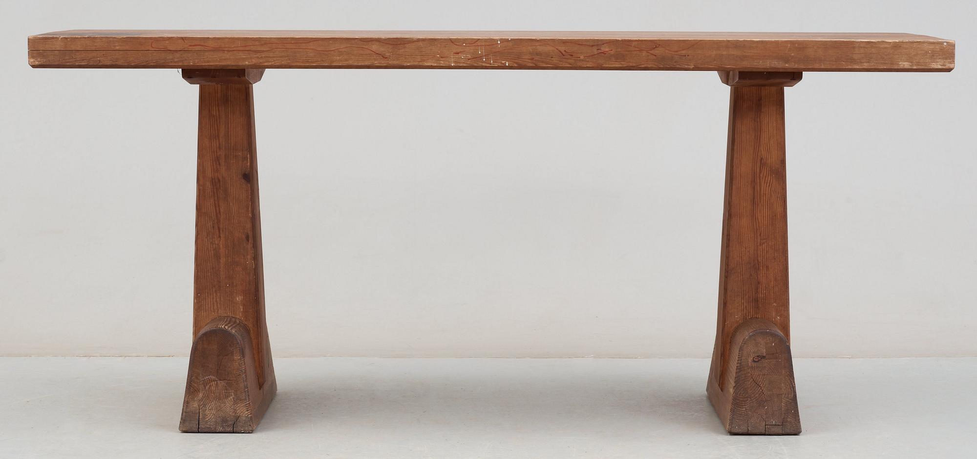 An Axel Einar Hjorth pine console/ library table 'Utö', Nordiska Kompaniet, 1930's.