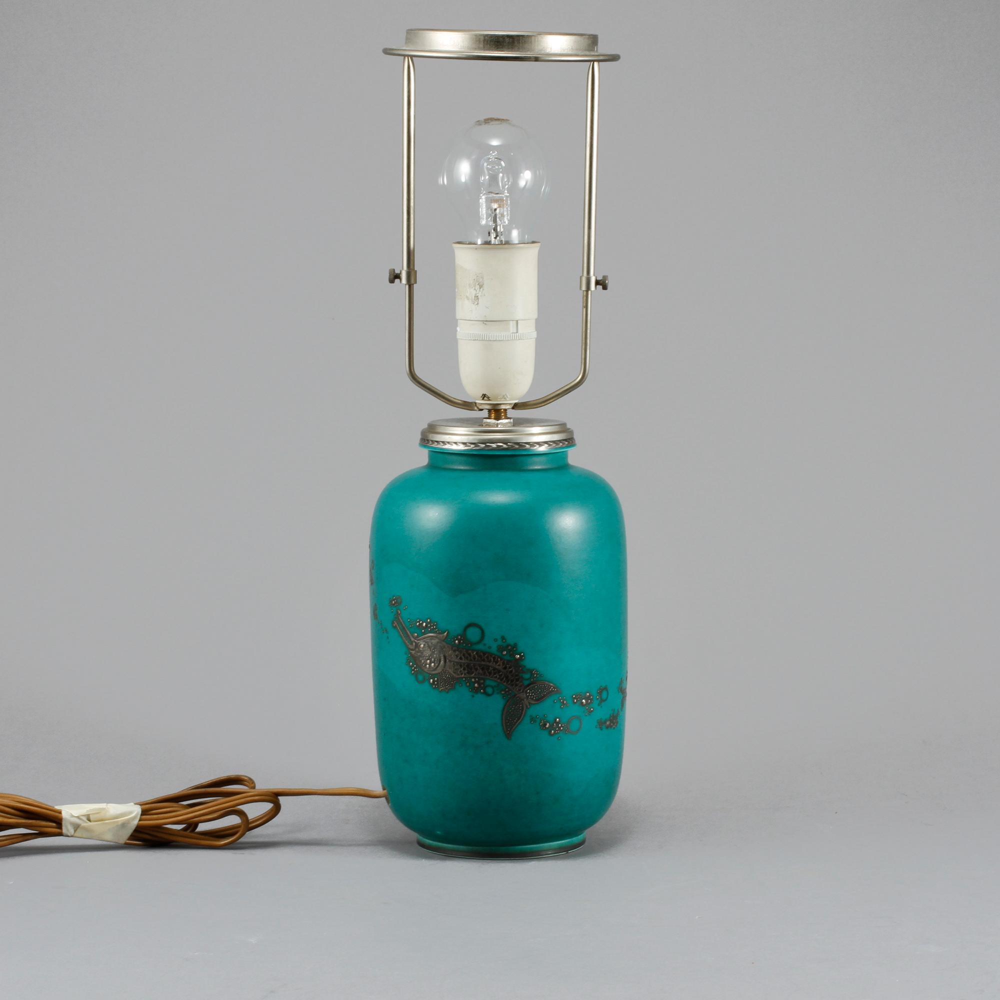 BORDSLAMPA, stengods, "Argenta", Wilhelm Kåge, Gustavsberg, omkring 1900-talets mitt.