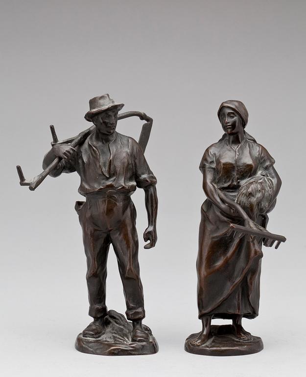 OKÄND KONSTNÄR, skulpturer, 2 st, brons, sign H. Müller i godset.