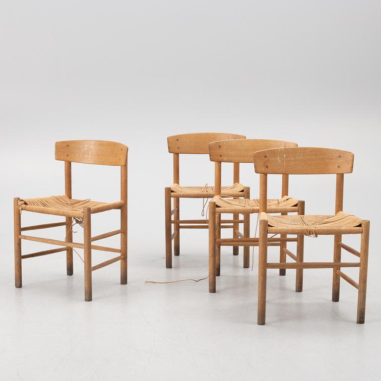 Børge Mogensen, 4 chairs, model J39. Fredericia Furniture Factory, Denmark.