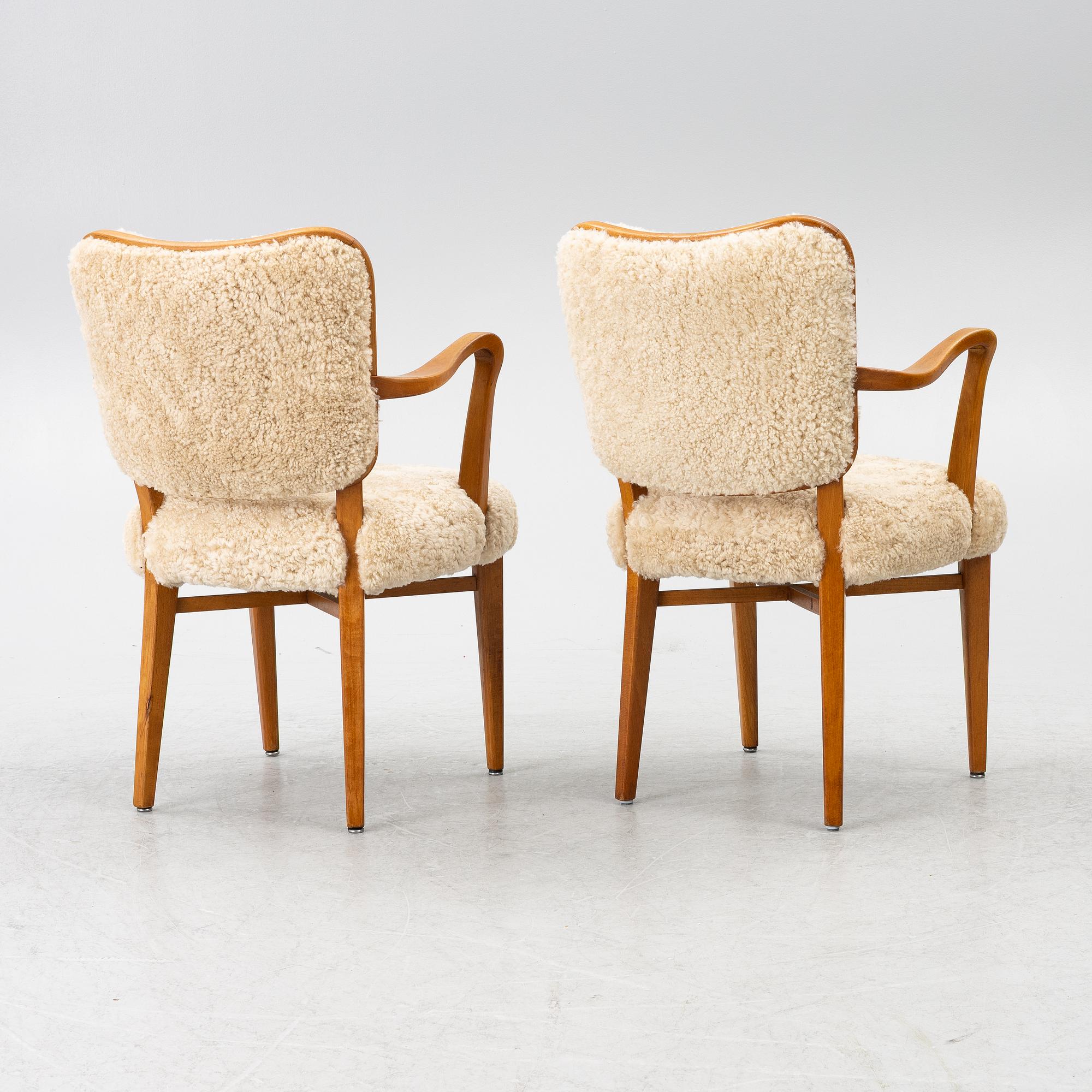 Karmstolar, ett par, Swedish Modern, Westberg, Tranås, 1940/50-tal.