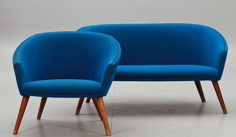 SOFFA MED FÅTÖLJ, design Nanna Ditzel 1950-tal, för A.P Stolen/Anker Petersens Möbelfabrik.