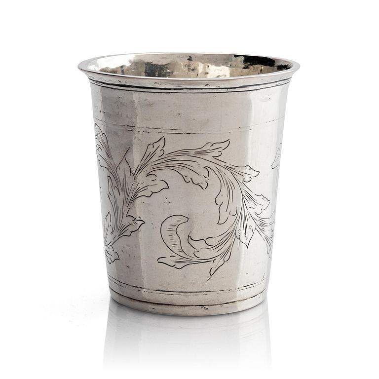 Hans Morten Svane, bägare, silver, Naestved, Danmark (verksam 1750-1772). Rokoko.