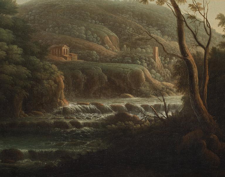 Jacob van Ruisdael Hans krets, Landskap med ruiner, herde och hedinnor.