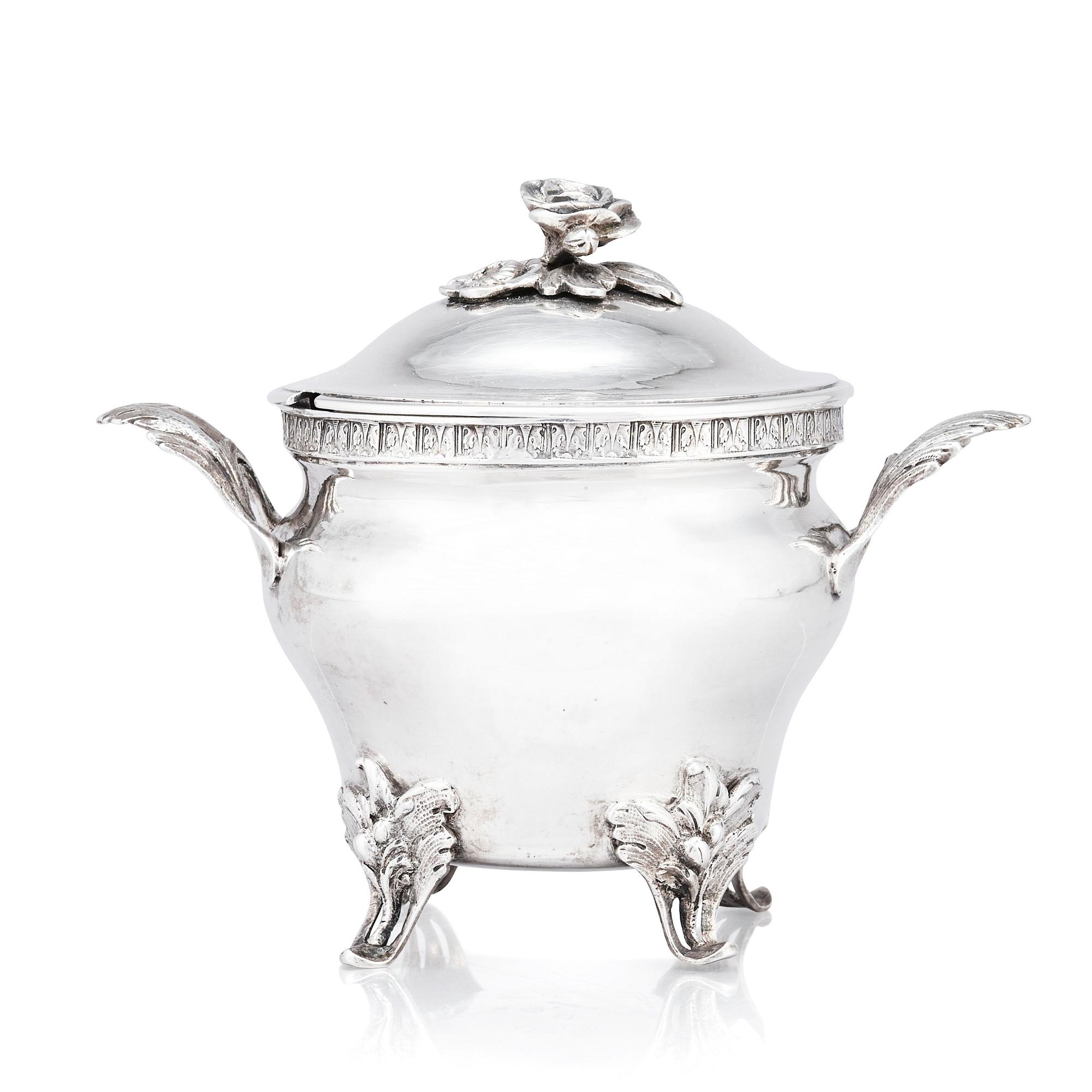 A Swedish silver sugar bowl with lid, mark of Jakob Lampa, Stockholm 1777.