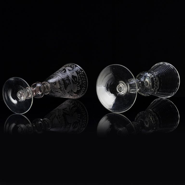 A german cut glass beaker, and a an engraved beaker, 18th century.