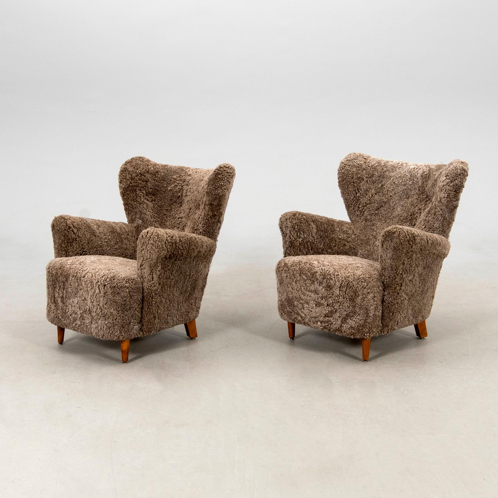 Armchairs, a pair from the 1940s.