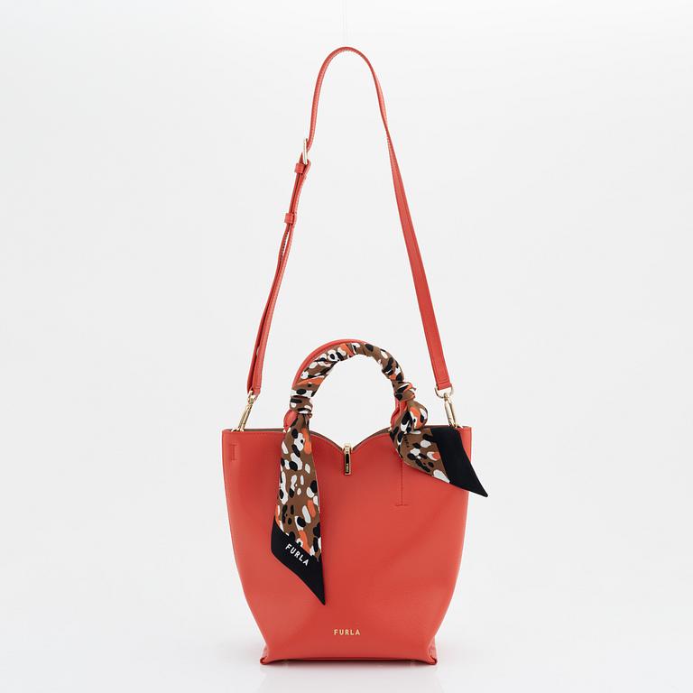 Furla, a red leather handbag.