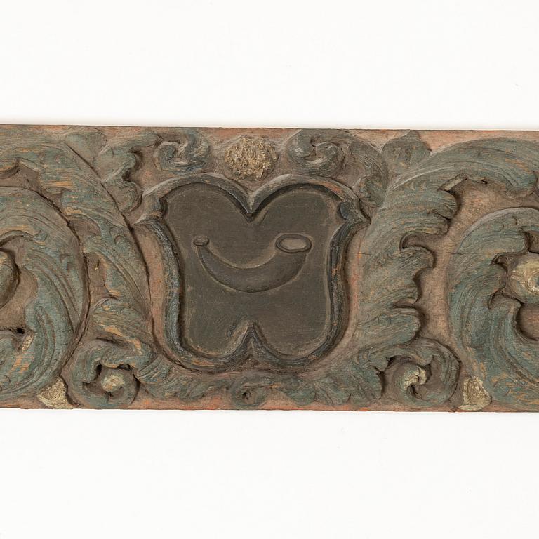 A Swedish carved baroque ornament, early 18th century.