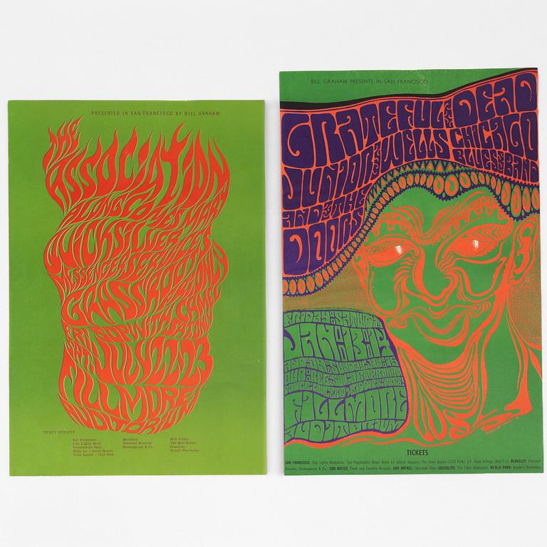 Wes Wilson, concert posters, a pair, San Francisco, 1966.